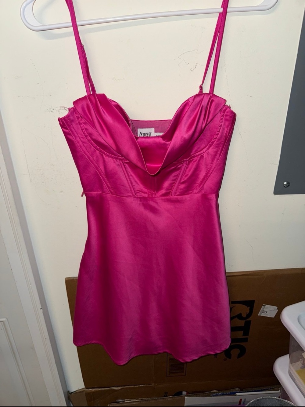 Princess Polly Satin Cowl Neck Slip Dress - Hot Pink